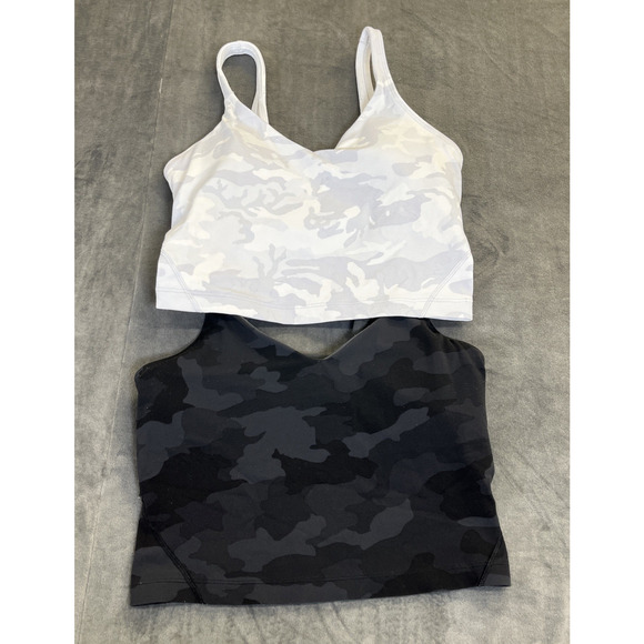 Lululemon Tops - Lululemon Align Tank Top Crop Grey & Black Camo Athletic Athleisure Yoga Sz. 4